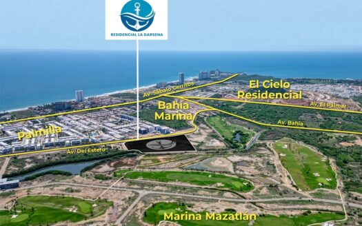 ubicación vista al norte de Terrenos en La Darsena en preventa en Marina Mazatlán